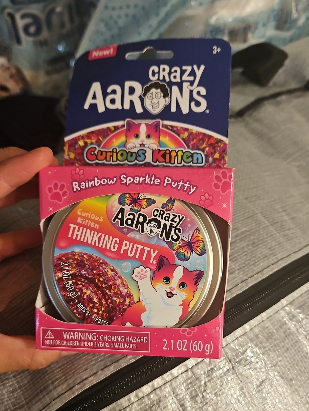 Crazy Aarons Curious Kitten Rainbow Sparkle Thinking Putty Slime - Pink